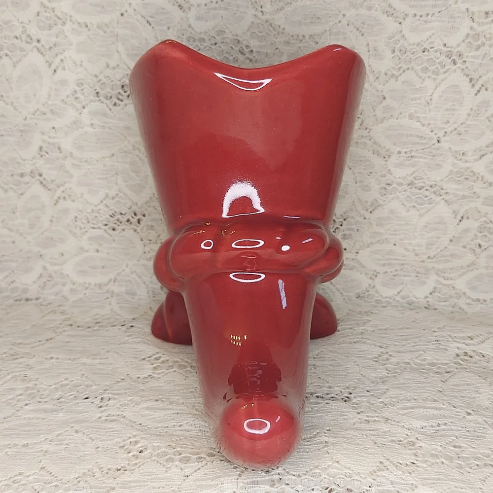 Art Deco Cornucopia Vase Vintage Burgundy Color Decor - Picture 2 of 7